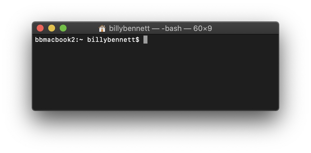 A command prompt on the MacOS's Terminal app.